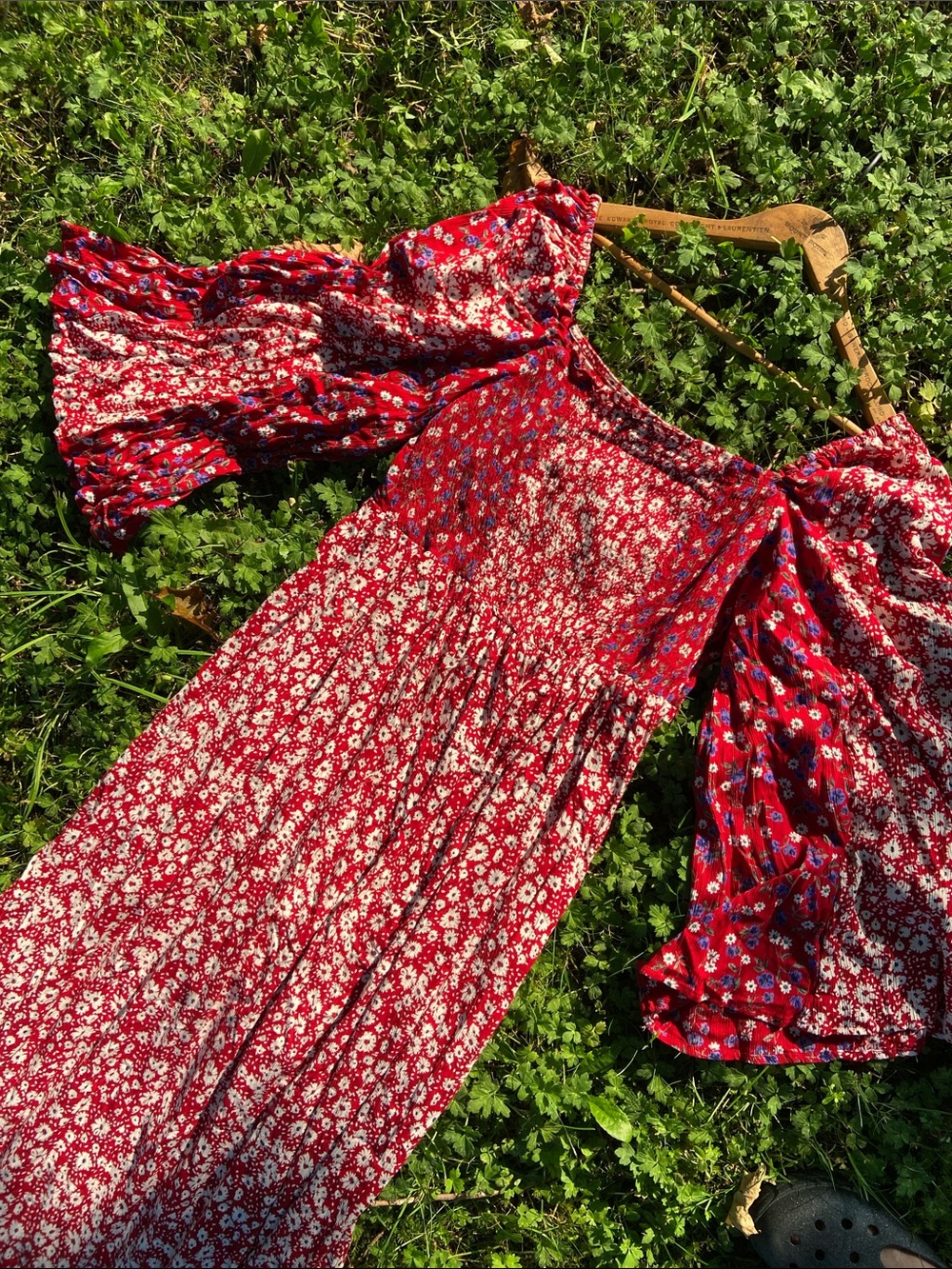 ASOS DESIGN Square Neck Smock Top Boho Sleeve Floral Maxi Dress Women's Size 10
